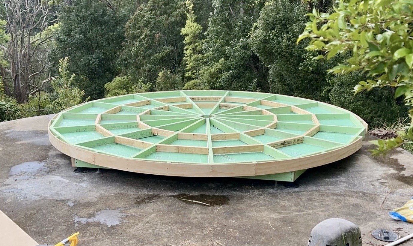 Engineered timber platform under construction